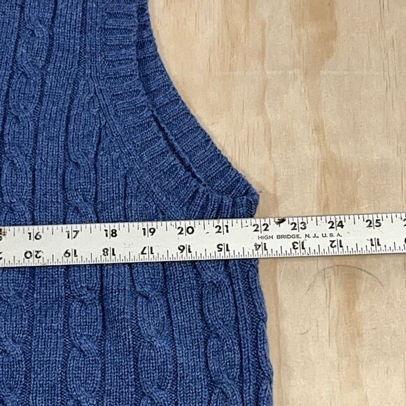 VTG LL Bean sweater vest mens XL-Tall cable knit 80% lamb wool blend navy blue - Picture 4 of 5